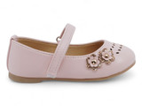 BABY PINK PU FLOWER STRAP SHOE