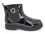 GIRL BLACK PU HEART ORNMN BOOT