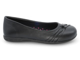 GIRLS BLK PU STRAP SHOE