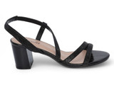 BLK VGN LTHR GEM STRAP HEEL