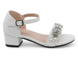 GIRL OPEN WHT FLWR STRAP HEEL