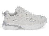 GIRLS WHT/SILVER PLATFORM SNKR