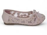 GIRLS PINK MESH FLORAL FLATS