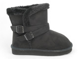 GIRL BLK STRAPS TALL FURBOOT
