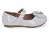 TODD WHT PAT SATIN BOW FLT
