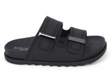 LADY BLK DBL STRAP SLIDES