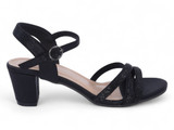 BLK SHMMR GEM STRAP HEEL