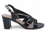 BLK PAT STRAPPY SANDAL HEEL
