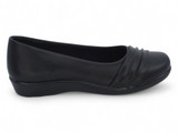 BLK VGN LTHR PLEATED SCH SH