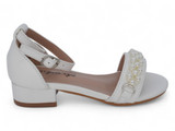 GIRLS WHITE PEARL STRP HEEL