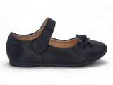 TODD BLACK PU BOW STRAP FLAT
