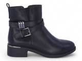 BLK VGN LTHR HARDWEAR BOOTIE