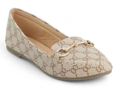 BEIGE/BRW LOGO PRINT BALLERINA