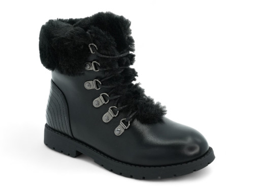GIRLS TONAL BLK FUR COMBT BOOT