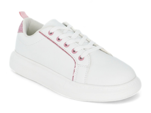 GIRLS WHT GLTR PLTFRM SNKR