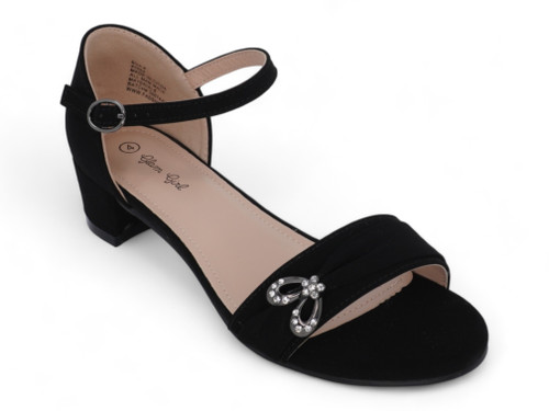 GIRLS BLK NBK PETAL ORNMT HEEL