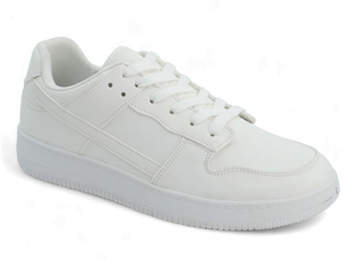 LADIES TRIP WHT PU LOWTOP
