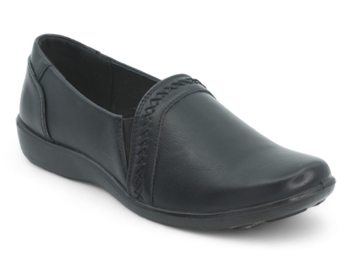 BLK SLIP ON WITH STICHED VAMP