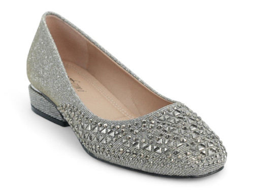 PEWTER  WW GEMED SQ TOE PUMP