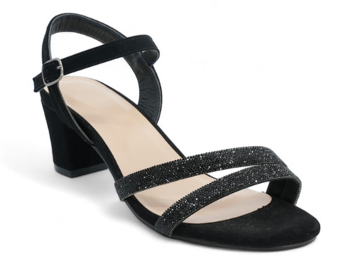 BLK NBCK DOUBLE STRAP LOW HEEL