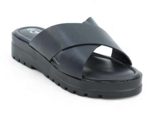 BLACK PU PLATFORM SLIDE
