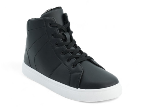BLK FLEECE LINED HI-TOP SNEAKR