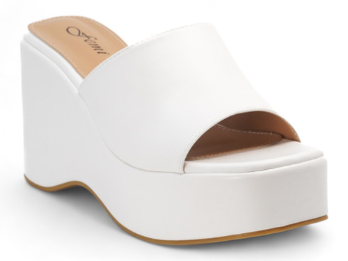 WHITE PU SLIDE WEDGE