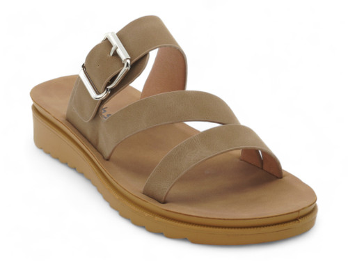 TAUPE NUBUCK BUCKLE SANDAL