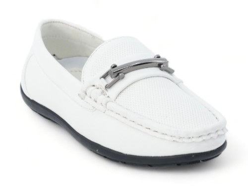 BOYS WHITE MOC DRESS SHOE