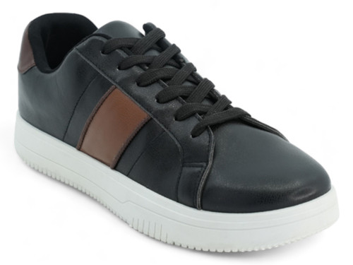 MENS BLK SNEAKER W/ BRN STRIPE