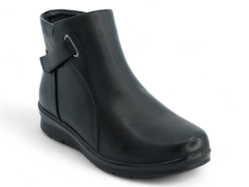 BLK PU COMF BOOTIE W/ FUR LINN