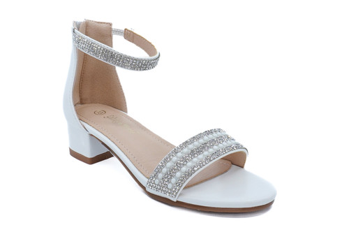 GIRL WHT PU DBL STONE SNDL