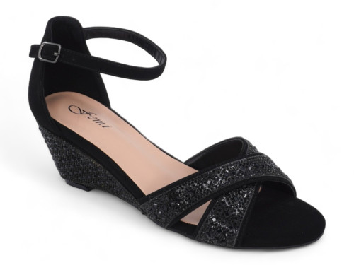 BLK NB GEMSTONE WEDGE SANDAL