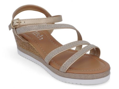 CHAMPAGNE STRAPPY BLING WEDGE