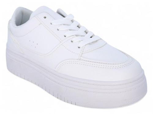 WHT VGN LTHR PLATFORM SNEAKER