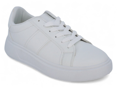 WHT VGN LTHR PLATFORM SNEAKER