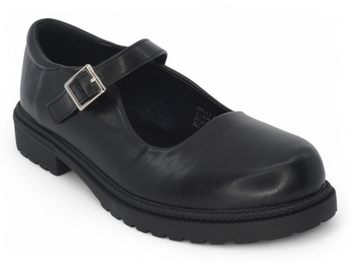 BLK VGN LTHR MARYJANE LUG SOLE