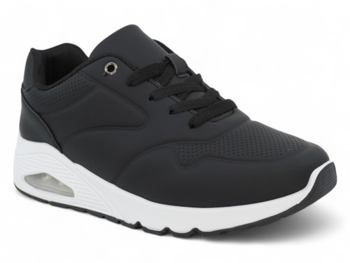 WOMEN BLACK PU BUBBLE SNKR