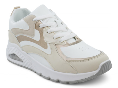 WOMEN BEIGE/GLD BUBB SNKR