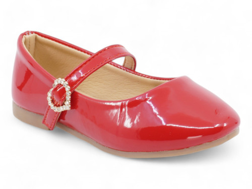 TODD RED PAT HEART STRAP FLAT