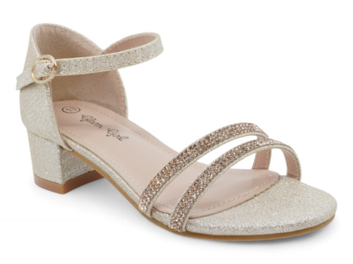 GIRL GOLD TWO STONE PANEL HEEL