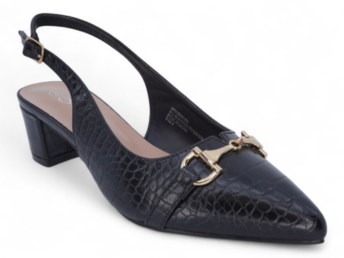 BLK VGN CROC LTHR WW SLNG BACK