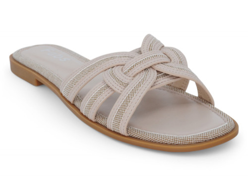 NUDE STRAW FLAT