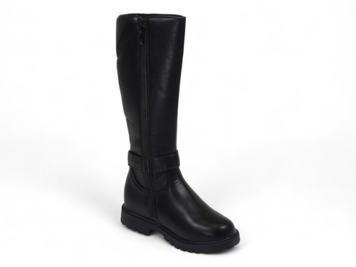 GIRL BLK PU RIDING BOOT