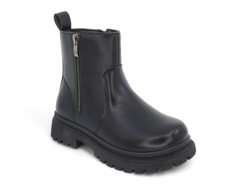 GIRLS BLK PU ZIP PLTFM BOOT