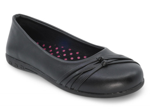 GIRLS BLK PU STRAP SHOE