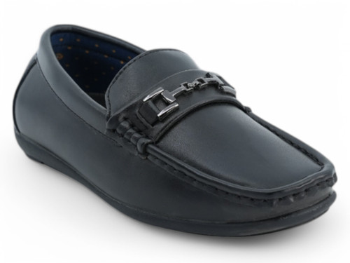 BOYS BLK SILV ORN DRIVING MOC