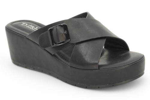 BLK PU OPEN PLATFORM SANDAL