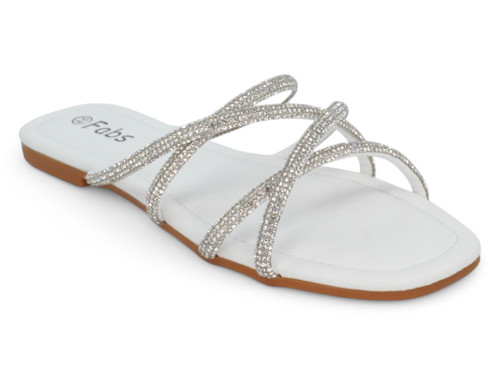 WHITE CRISS CROSS GEM FLAT