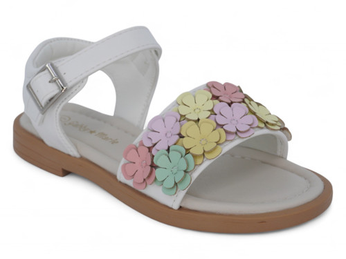 GIRL WHITE MULTI FLOWER SANDAL